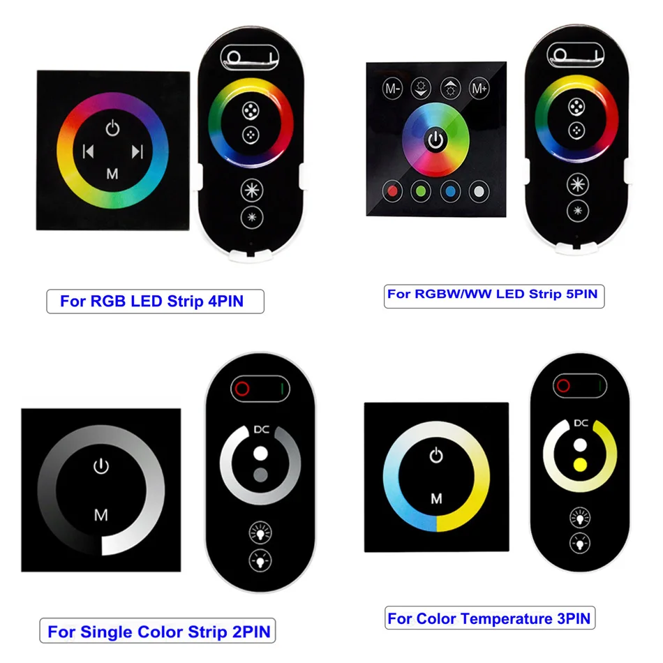 12V 24V RGB RGBW CCT Touch Panel Controller Wall Mounted Glass Panel Dimmer IR Remote Switch Controller for LED RGB Strips lamp