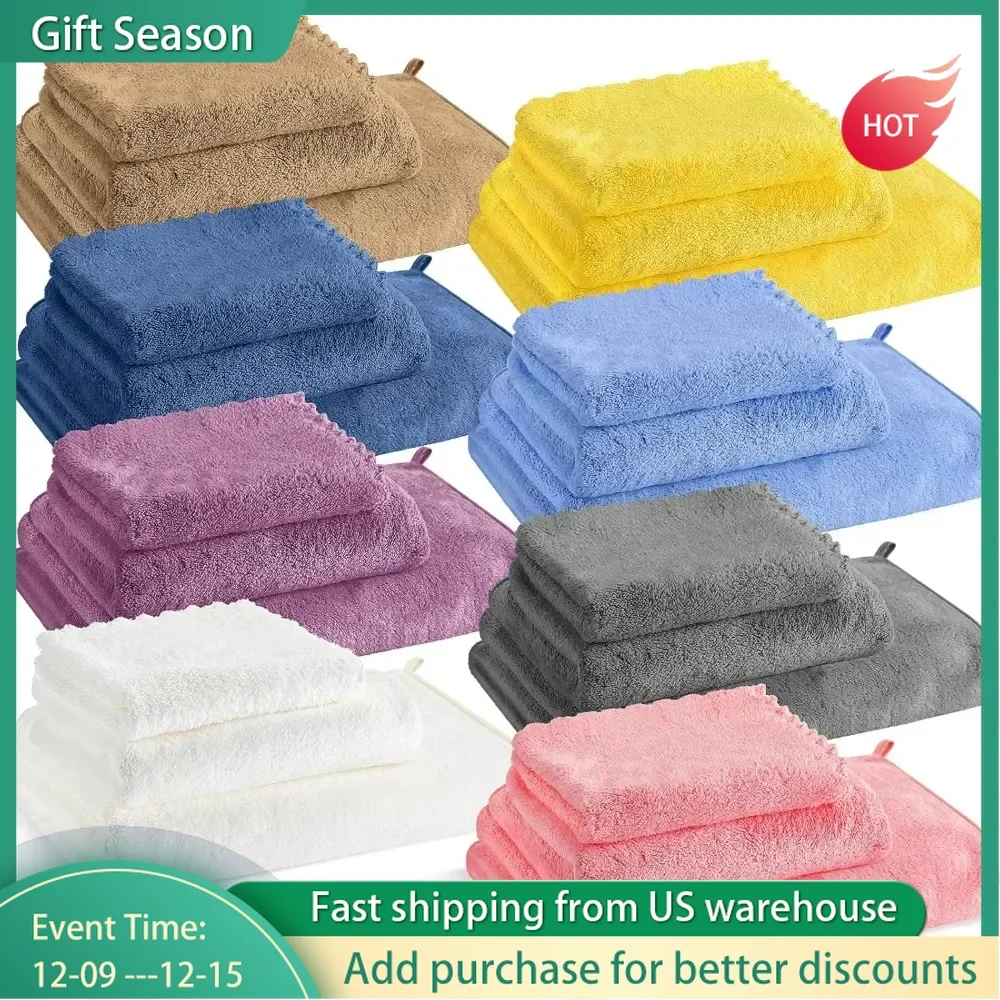 24 Piece Towel Set, Loose Bath Towels, Including Hand Towels, Bath Towel Set, Ultra-fine Fiber Coral Fleece Absorbent