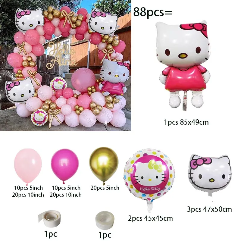 schattige Sanrio Party Ballon Set Decoratie Hello Kitty Meisje Verjaardag Decoratie Kinderthema Scène Layout Hellokitty Room Decor Gift