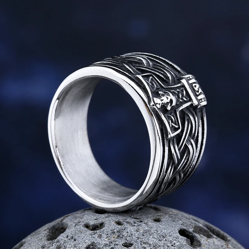 2024 New 316L Stainless Steel Vintage Viking Thor Ring With Skull For Man Trend Charm Party Jewelry Boyfriend&Teens Gift view 6