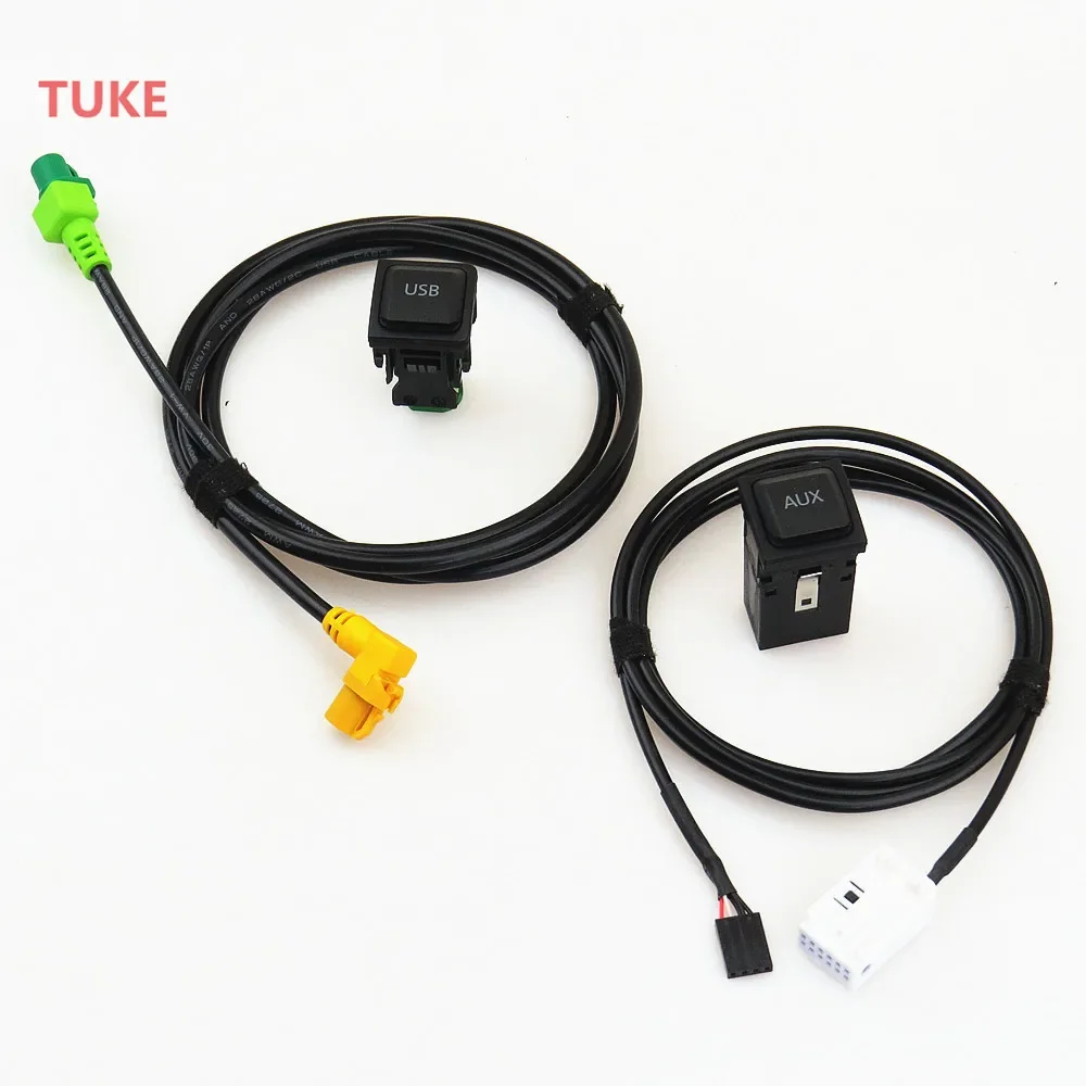 RWSYPL 1Set USB + AUX Data Audio Socket & Connection Cable Harness For Golf MK5 scirocco RCD510 RNS315 5KD 035 724A 5KD 035726 A