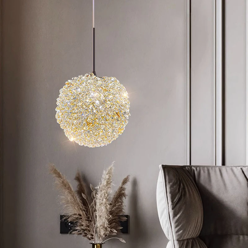 Imagem -03 - Modern Gold Crystal Pendant Light Teto Chandelier Lâmpada para Sala de Jantar Quarto Luminária Home Decor Pendurado Luminária