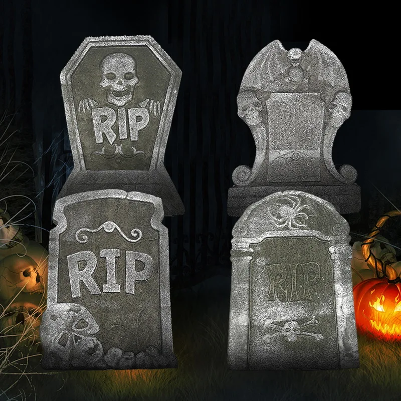 New Halloween Decoration Garden Decoration Skeleton Tomb Tombstone With Rip Letters Bad Omens Haunted House Decor Frighten Kids