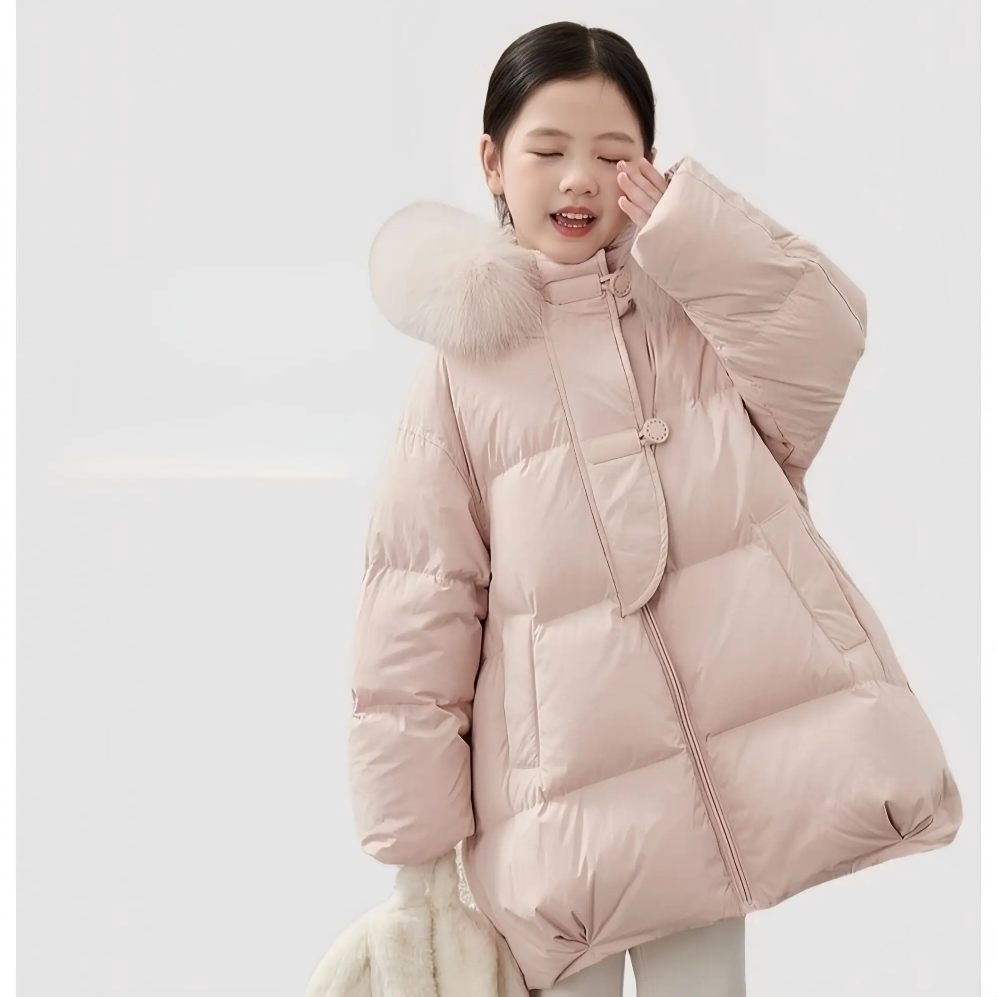 

Girls' Down Cotton Jacket 2025 Girls New Long Hooded Coats Children's Winter Clothing Thick Warm Outerwear RM122