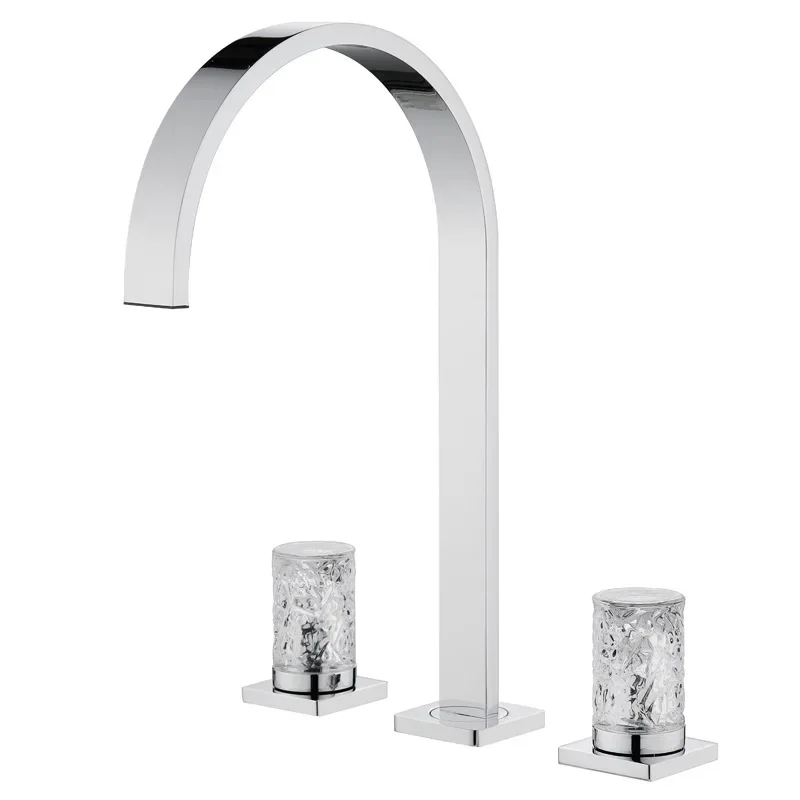 

All-copper crystal three-hole basin faucet bathroom cabinet light luxury split hot and cold wash basin faucet FT2511