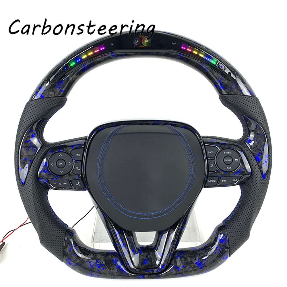 Car accessories for Toyota Customized LED display Forged carbon fiber steering wheel for Corolla Harrier Venza RAV4 Camry Avalon