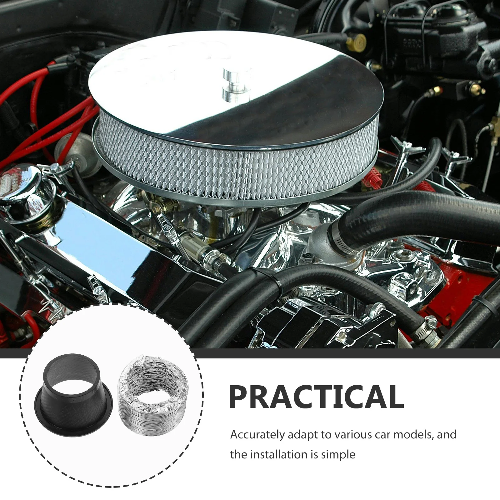 مجموعة واحدة من قنوات مدخل هواء السيارة العالمية، مادة عالية القوة، تدفق هواء معزز، سهل التركيب، سباق السيارات المعدلة، القيادة اليومية #6