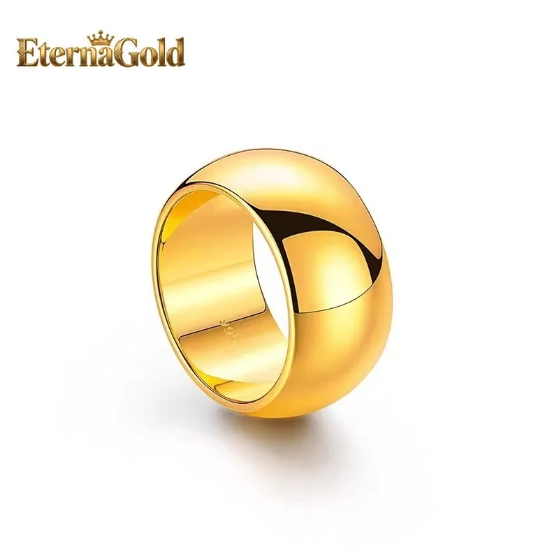 

EternaGold Кольцо из 24-каратного золота AU999, блестящее, полированное, шириной 12 мм, мужское — Премиум-золото, мужской размер 12 мм, универсальное для делового стиля