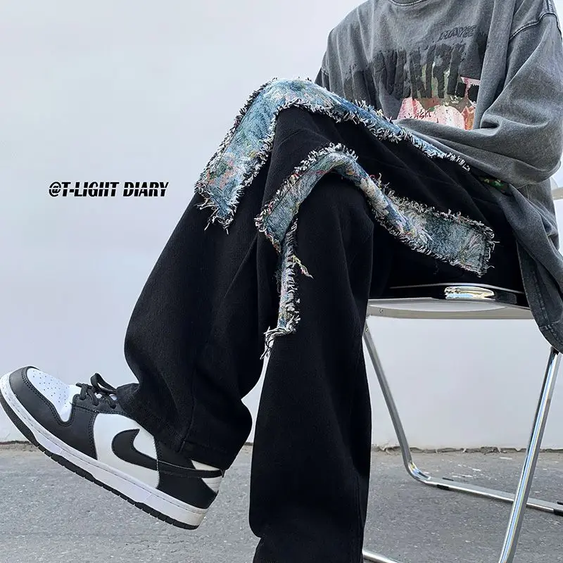 

Мужские белые джинсы High Street, прямые брюки для мытья полов больших размеров