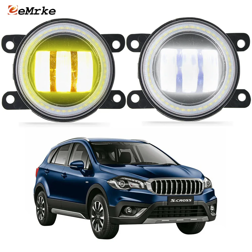 

2 x LED Angel Eye Front DRL Daytime Running Lights Lens Car Fog Lamp Assembly PTF for Suzuki SX4 S-Cross JY MK2 2013-2020