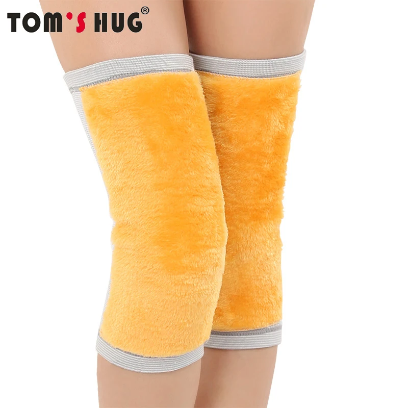 Tom's Hug 1 Pair Gold Velvet Knee Pad Sleeve – Warm Thermal Support Brace for Cycling, Gym, Running & Sports