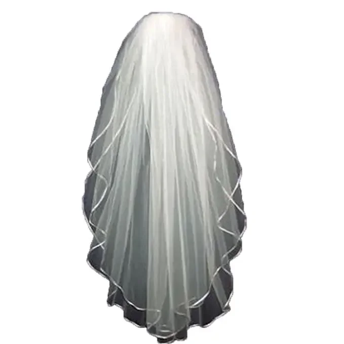 

Свадебная фата цвета слоновой кости/белого тюля с краем ленты, короткая с расческой