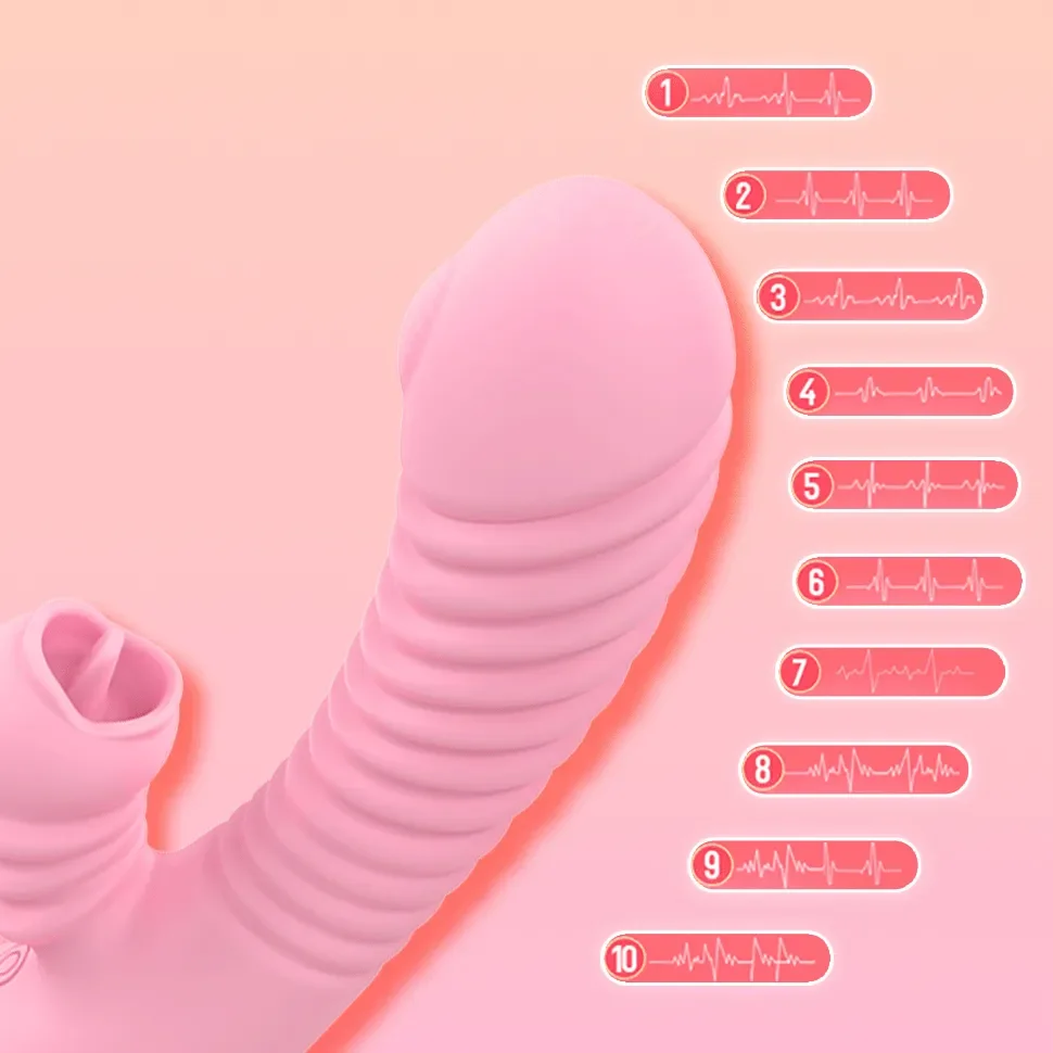 Vibrator For Women 2 In 1 Licking Machine Clitoris Stimulator G-Spot Powerful Vibro Dildo Wand Female Clit Sucker Adult Sex Toys