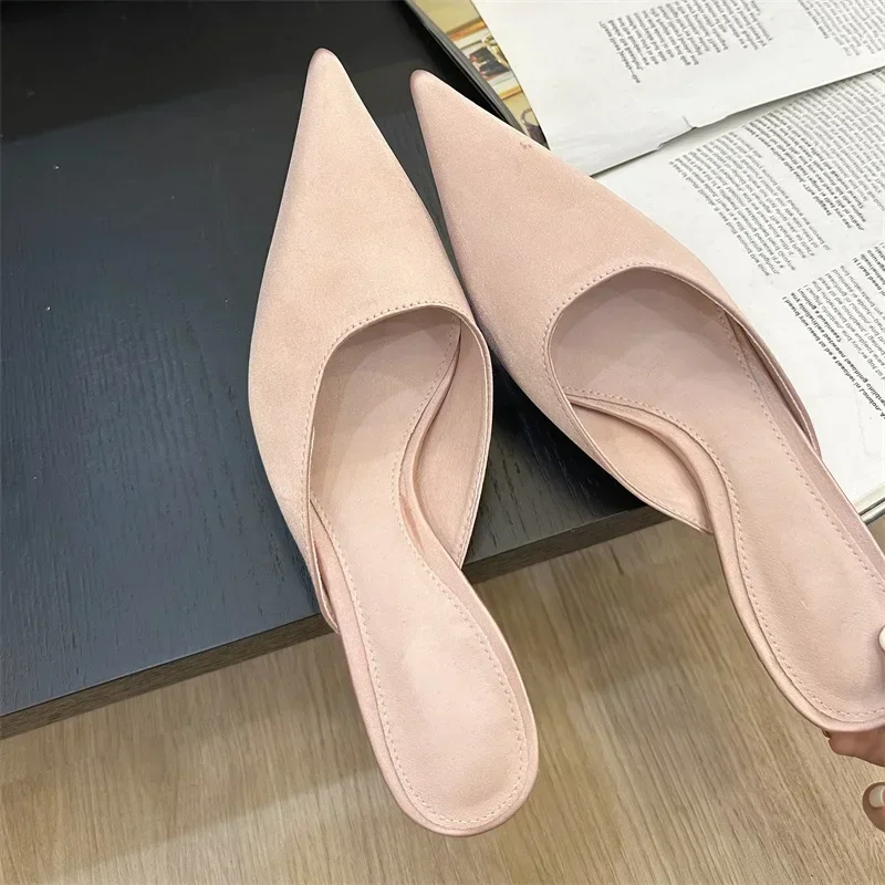 Aneikeh Sexy Pointed Toe Mules Low Heels Shoes Slippers Women High Quality Fashion Dress Casual Zapatos De Mujer view 3