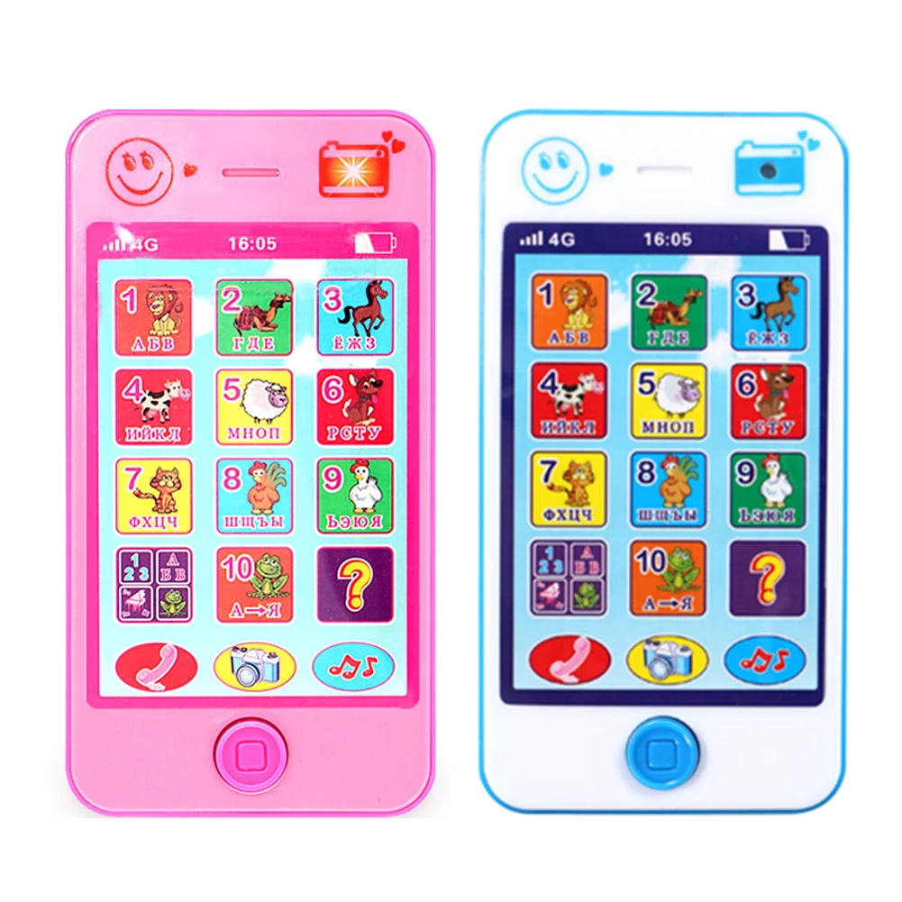 Juguete de simulación de teléfono móvil para niños, juguetes educativos para bebés, idioma ruso