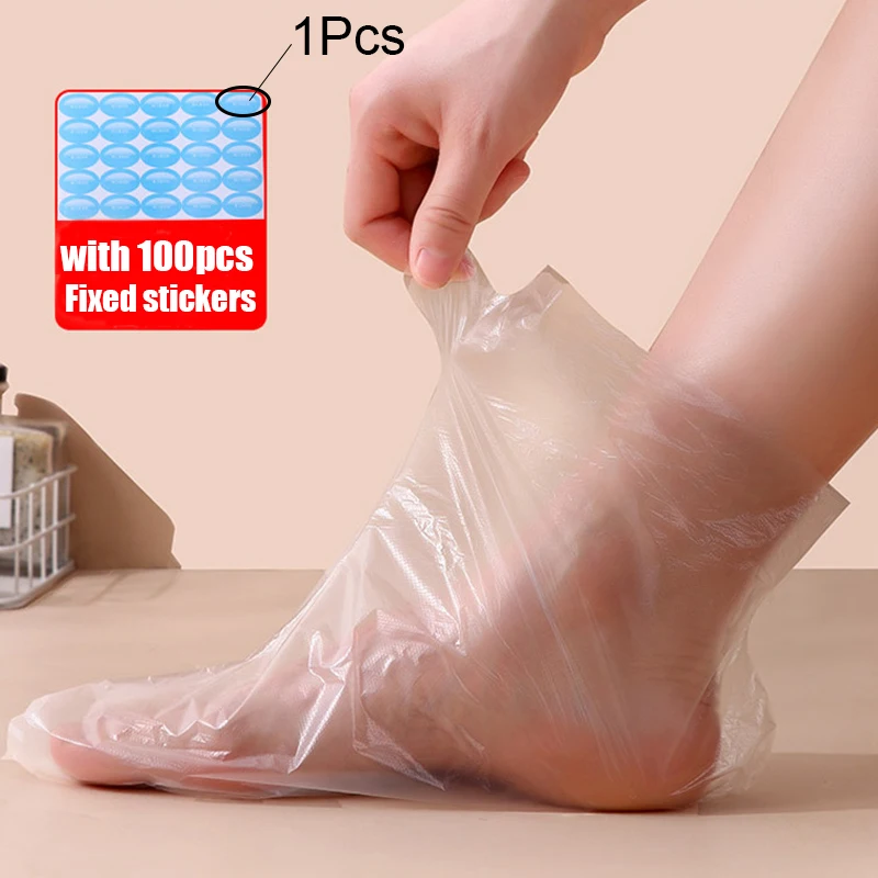 100 قطعة المتاح القدم ترطيب الجوارب أكياس اليد شفافة بولي ايثيلين القدم سبا يغطي الكالس مزيل قدم الرعاية أدوات باديكير