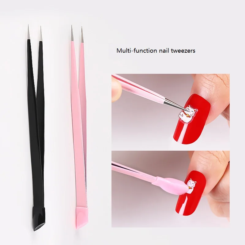 

Nail Art Tweezers For Rhinestones Gems Stickers Picker 3D Nail Applicator Straight Multi Function Manicure Tweezer Nail Art Tool