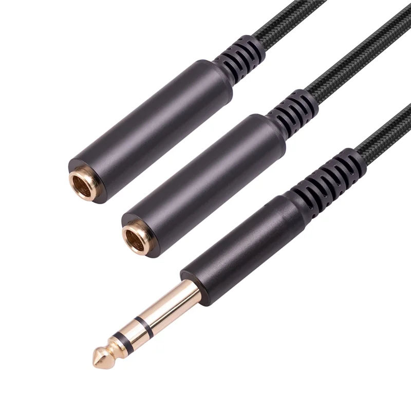 6.35 Mm Mannelijk Naar 2 6.35 Mm Vrouwelijke Audio Adapter Kabel 1/4 6.35 Mm Stekker Naar Dubbele 6.35 Mm Y Splitter Stereo Audio Snoer