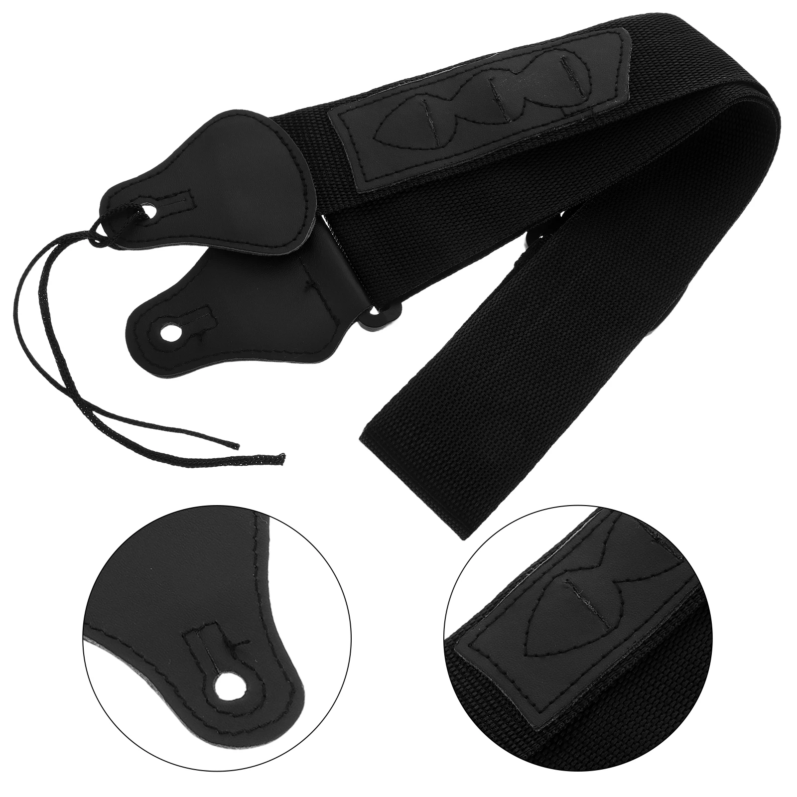 

Black Guitar Strap Pick Holder Adjustable For Bass Acoustic Electric Guitars Durable Comfortable Fit Sleek Design Suitable