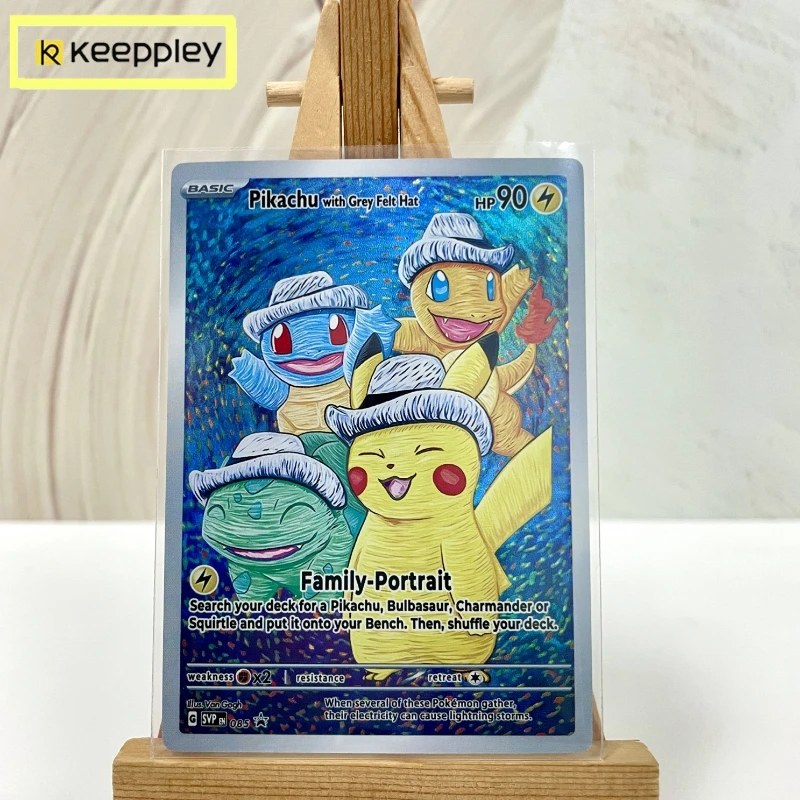 Keeppley Pokemon Diy Van Gogh Museum Series Trading Batlle Cards Anime Character Collectible Cards Anime Kids Toy
