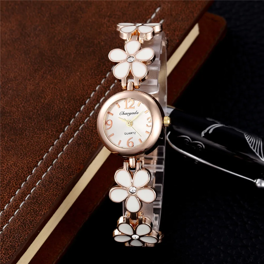 Fashion Casual Flower Quartz Watches Women Luxury Metal Ladies Watch Top Brand Sweet Women Bracelet Clock Gift Relogio Feminino