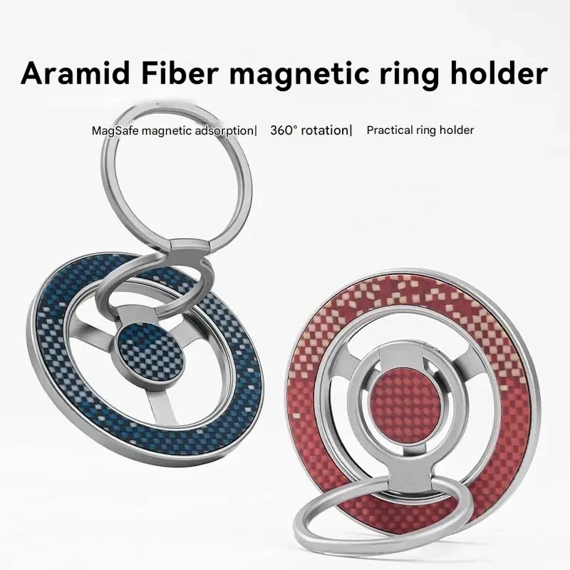 

Aramid Carbon Fiber MagSafe Phone Grip, 360° Rotating Magnetic Stand Compatible with iPhone & Android