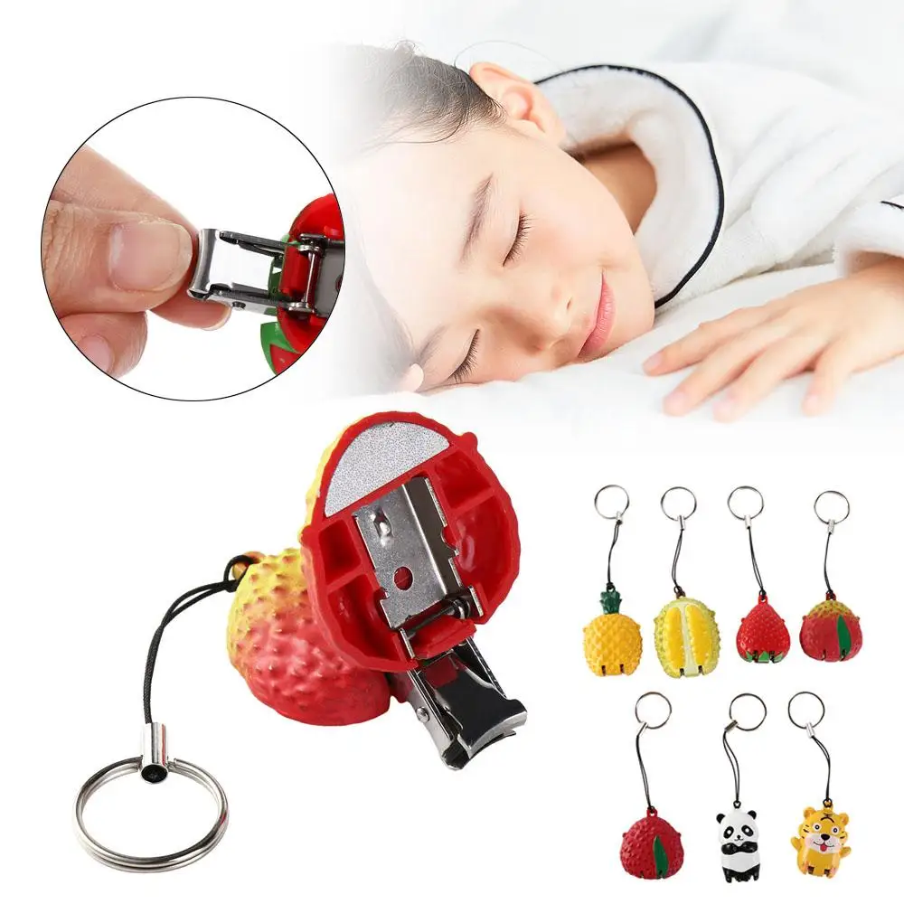 Cartoon Mini Foldable Animal Fruits Nail Clipper Hand Toe Clipper Panda Tiger Strawberry Nail Clipper With Keychain