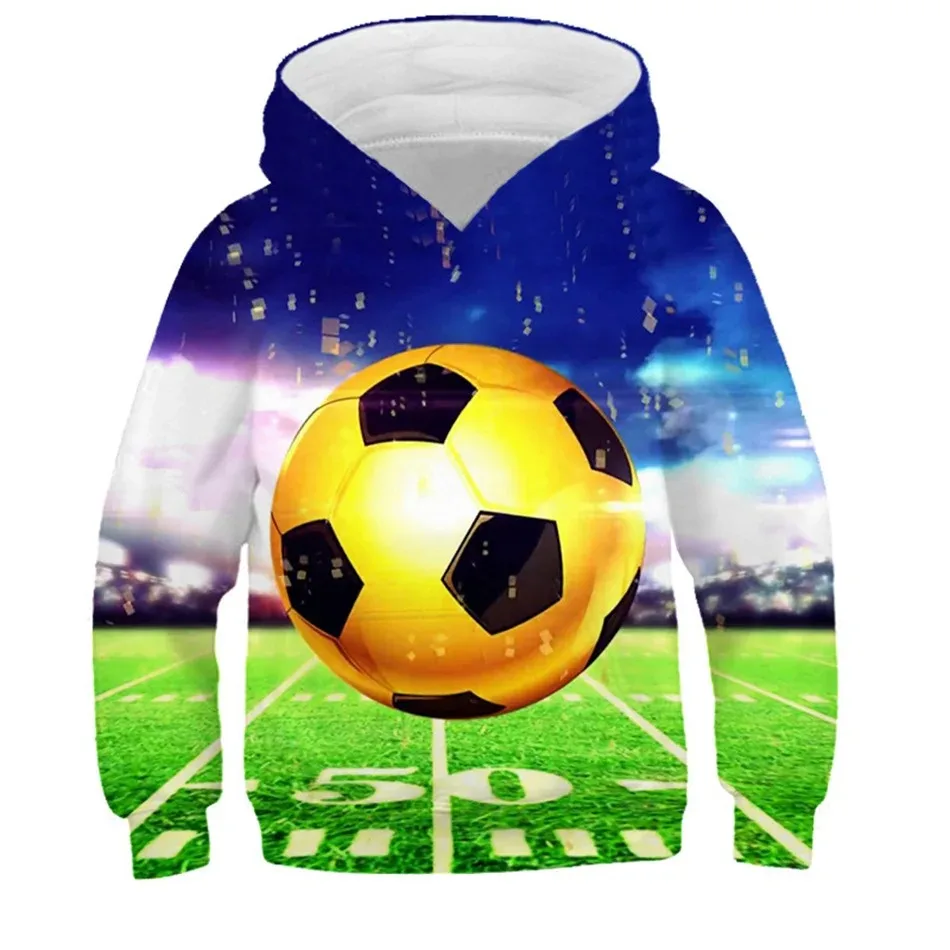 Football Basketball 3D Print Boys Girl Hoodies Children Casual Pullover Sports Kids 4-13Y Clothes Hooded Sweatshirt