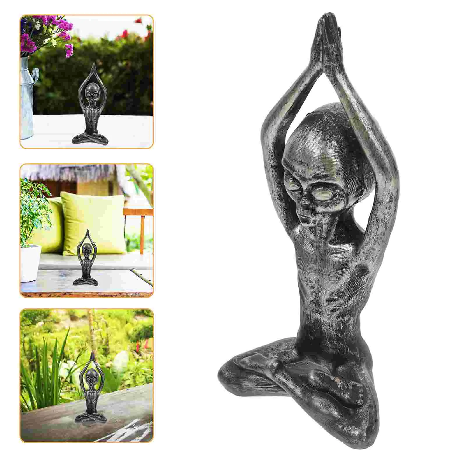 

Decorative Resin Meditating Alien Figurine Garden Statue Yard Meditating Alien Adornment Outdoor Meditating Alien Decoration