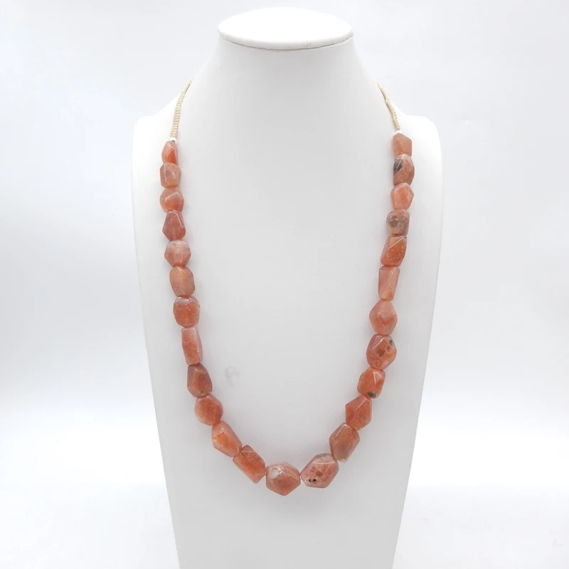 

Натуральный красный солнечный камень Ситара, ожерелье, бусины для женщин, 18x14x9 мм, 12x9 мм, два размера, 22-32 дюйма, длина, 60 г, ювелирный аксессуар