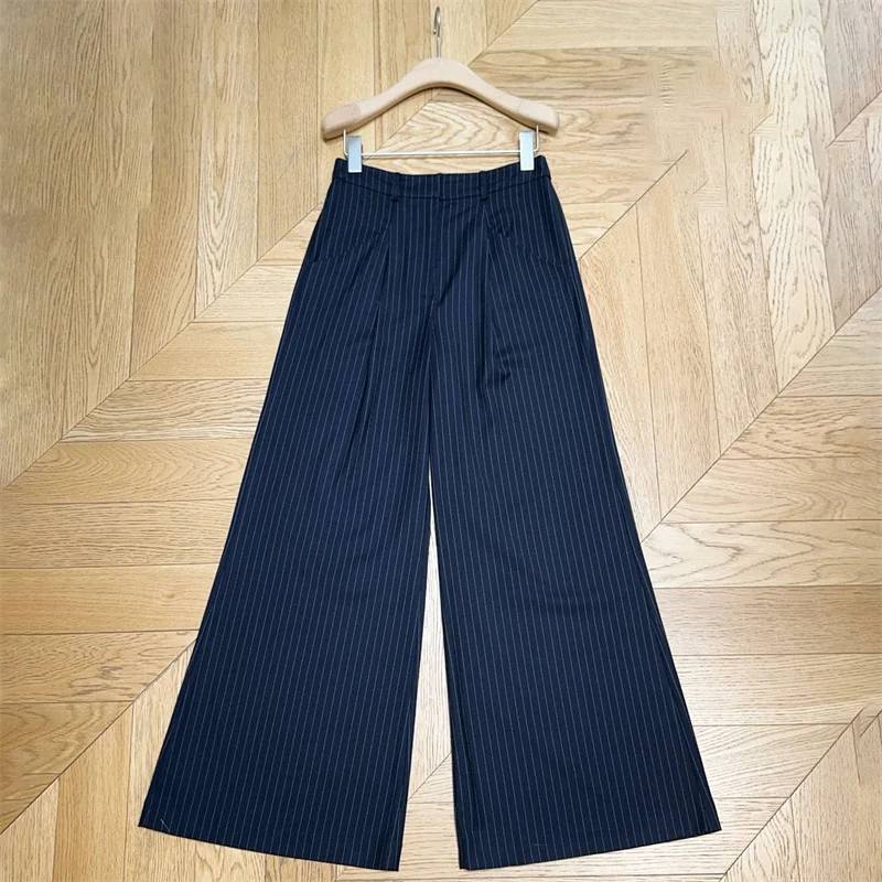 Pantaloni da donna Nuovi pantaloni a gamba dritta slim fit a vita alta per l'autunno 2025 Pantaloni a gamba larga a righe moda pantaloni da donna y2k