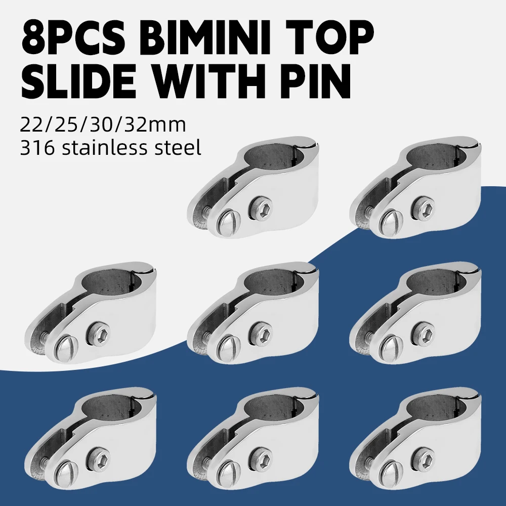 

8PCS 316 Stainless Steel Boat Jaw Slide Bimini Top Fittings 22mm 25mm 30mm 32mm Marine Hardware Boat Accessories