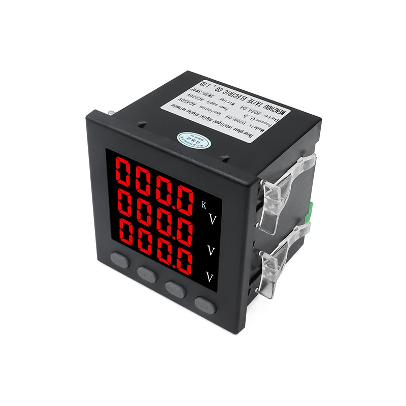 3P4L 3P3L Three Phase Voltage Meter 96*96mm LED Smart Digital Meter AC220V Voltmeter Panel Meter