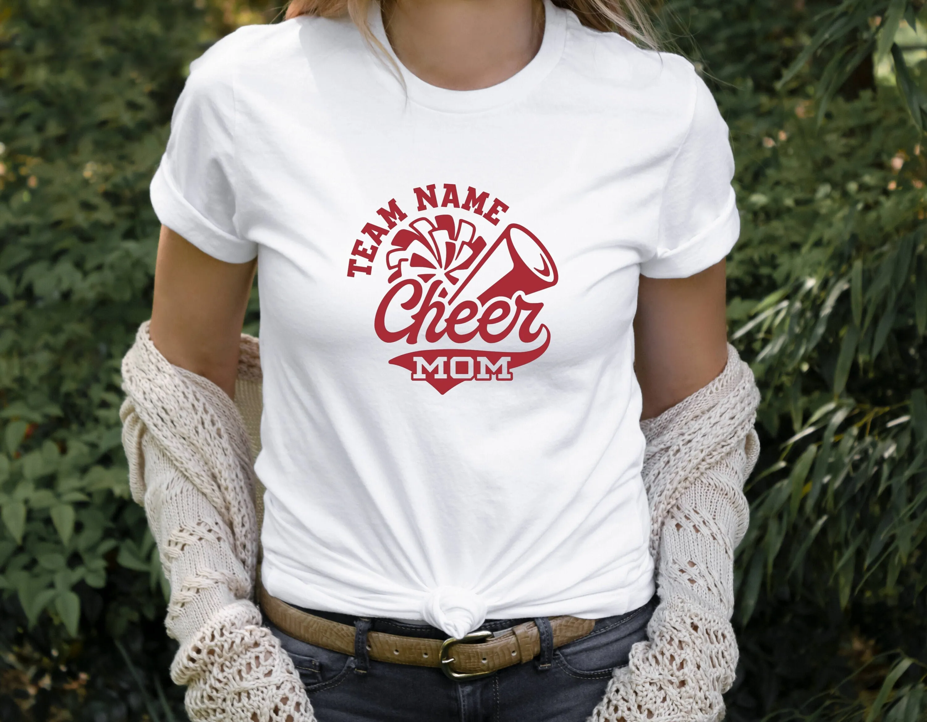 Personalized Cheer Mom T Shirt Cheerleading Fan Spirit Wear Season Gameday Bling Pom