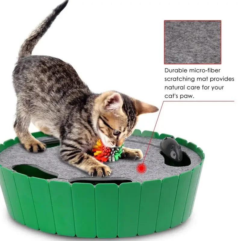 Pawaboo 4 Holes Whack-a-mole Electric Cat Toy, Pop and Play Hide Seek Cat Toy, Interactive Cat Toy with Running Mouse