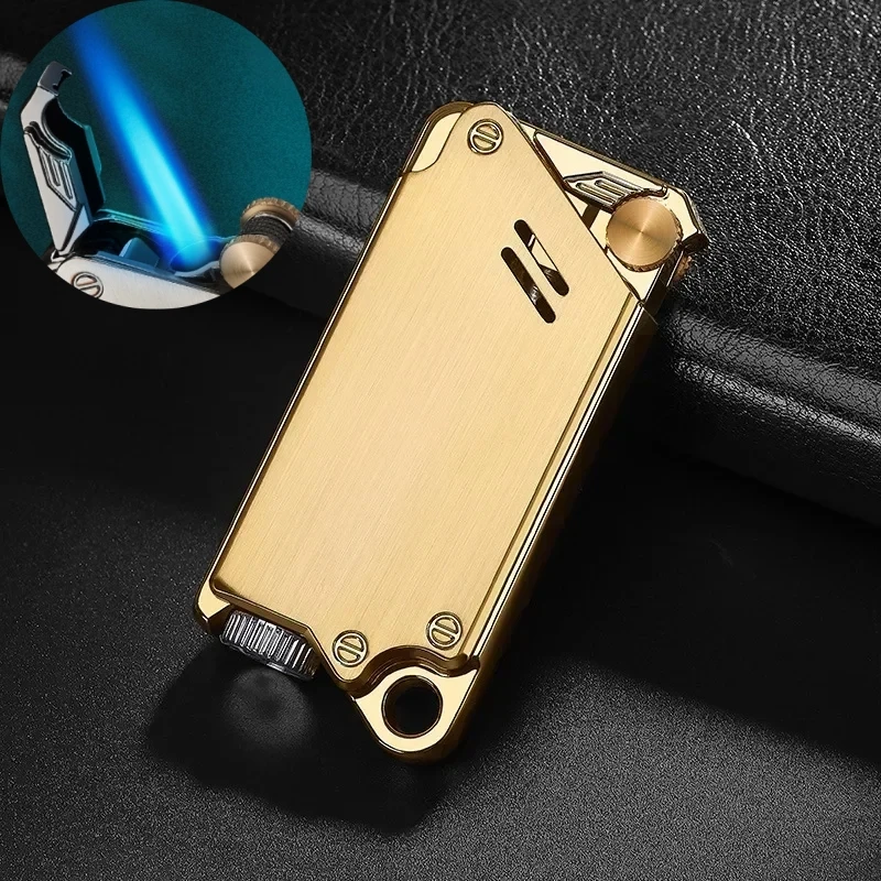 

New Unusual Mechanical Sense Jet Torch Lighter Windproof Waterproof Inflatable Butane Cigarette Lighter Smoking Accessories Cool
