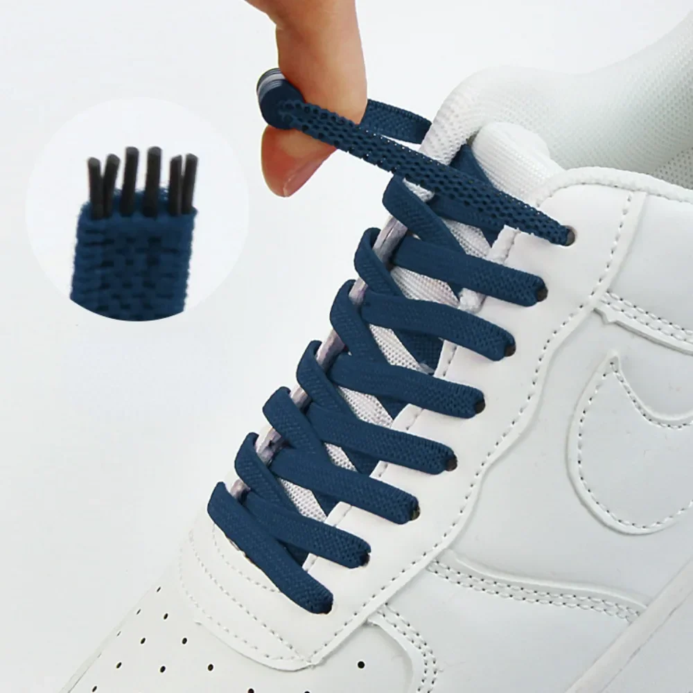 1Pair Quick Lazy No-Tie Elastic Shoelaces with Metal Lock for Kids And Adults Sneakers - Shoe Strings for Easy And Secure Fit