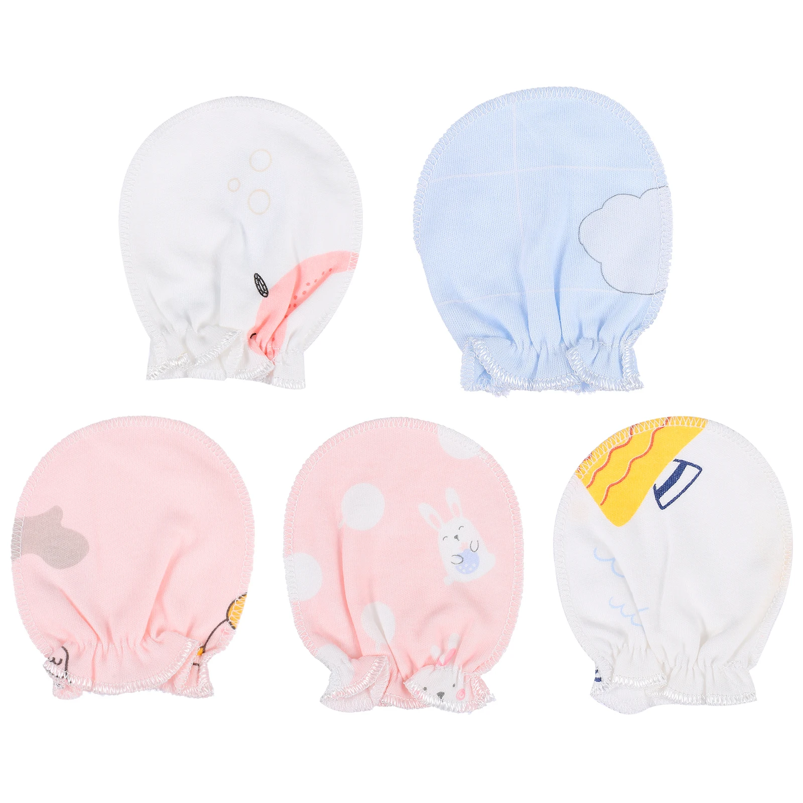 

5Pairs Baby Gloves No Scratch Mittens Cotton Infant Protective Gloves Unique Design Exquisite Pure Cotton Safe for Babies