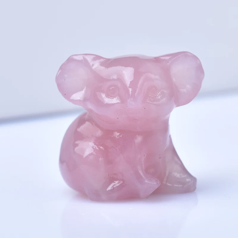 1 шт. натуральный розовый кварц коала драгоценный камень животное резьба в торговом центре ремесла розовый кварц мультфильм сделано орнаменты коллекция здоровые игрушки сделай сам
