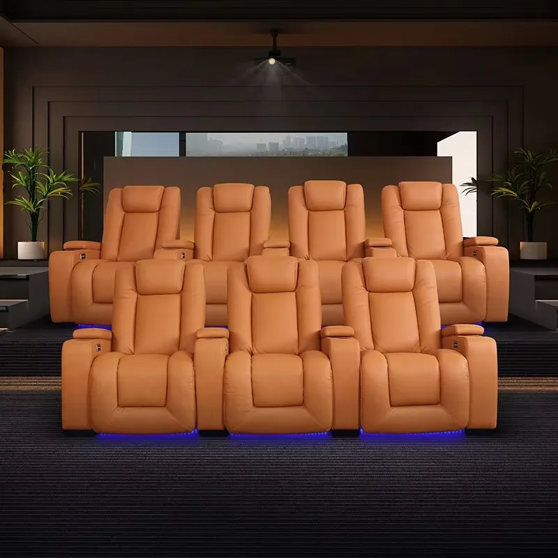 Luxury Manual Cinema Sofas Recliner Seating Home Theater Room Premium Leather Sofa Solution for School & Private VIP Cinema Use