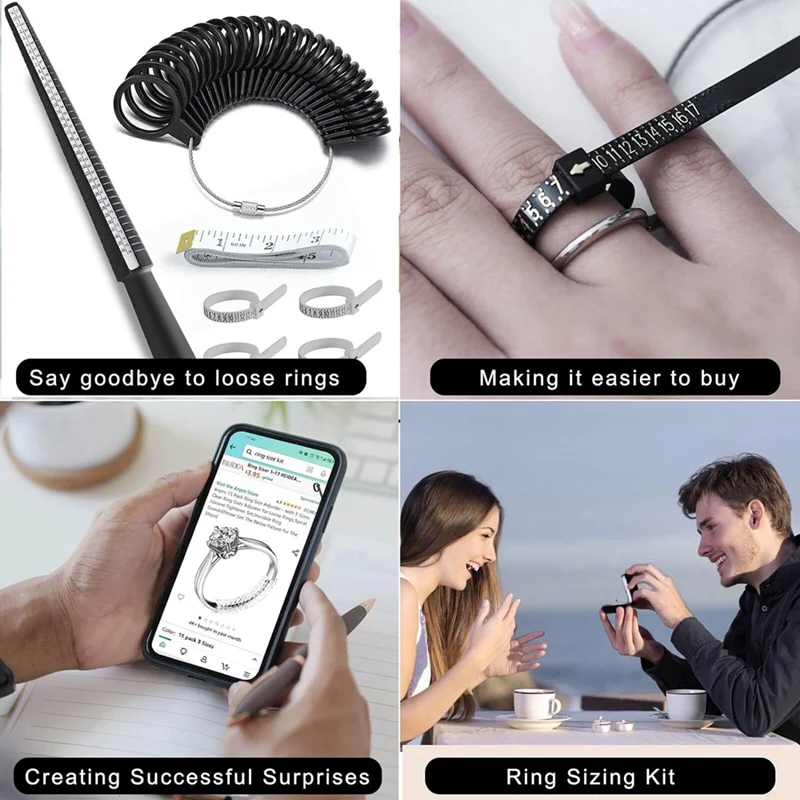 7-Piece Ring Sizer Measuring Tool For Both Men And Women Includes Finger Ring Measurer, Ring Sizers, Ring Making Kit