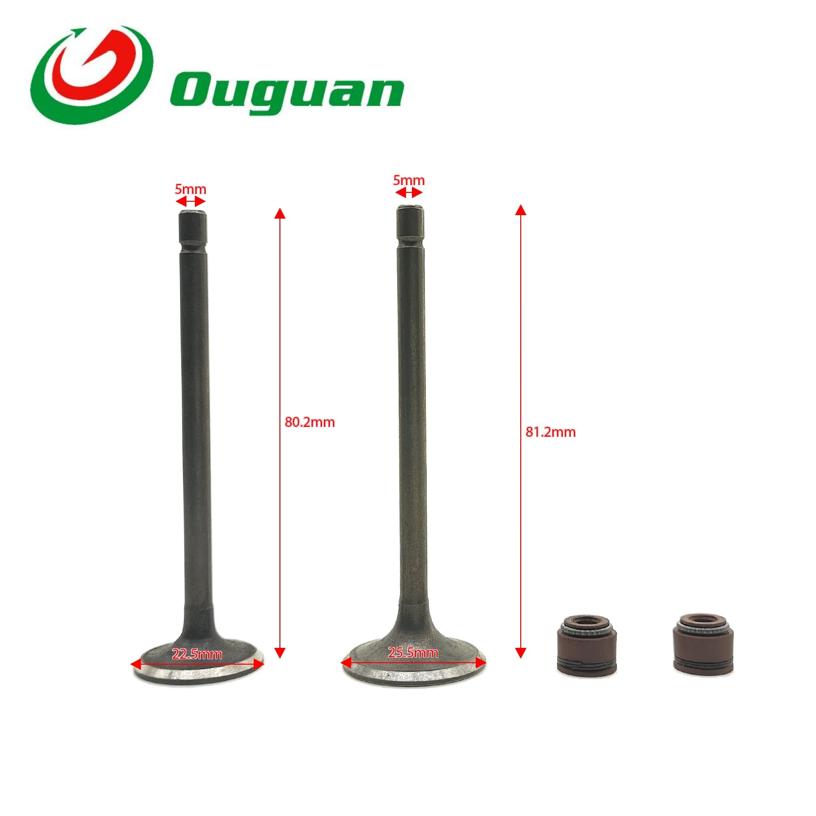 

ouguan for Suzuki AN125 Burgman 125 VS125 125cc 12911-20E-00000 12912-20E-00000 Valve Intake Exhaust Stem Valve Kit Oil Seal