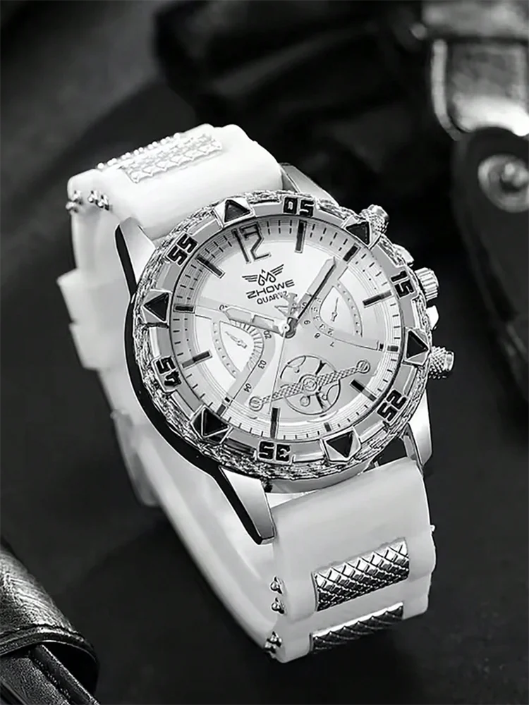 ساعة يد كوارتز بسوار سيليكون كاجوال للرجال (الصندوق غير متضمن) #4