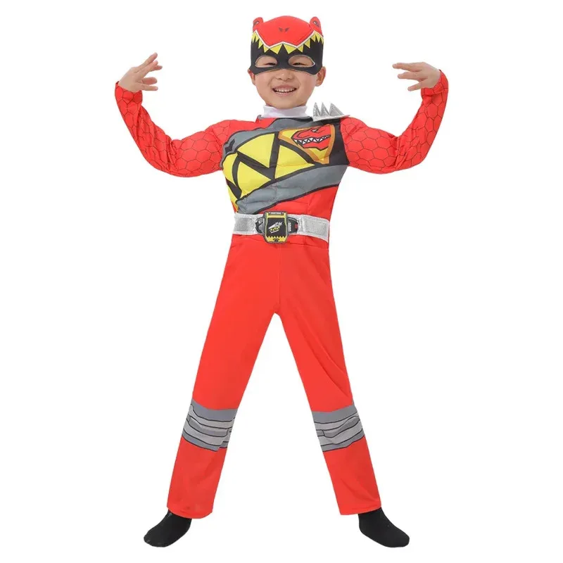 Dinosaur Team Red Dino Charge Ranger Cosplay Baby Kid Child Power Superhero Birthday Party Canival Halloween Costume Muscle Suit
