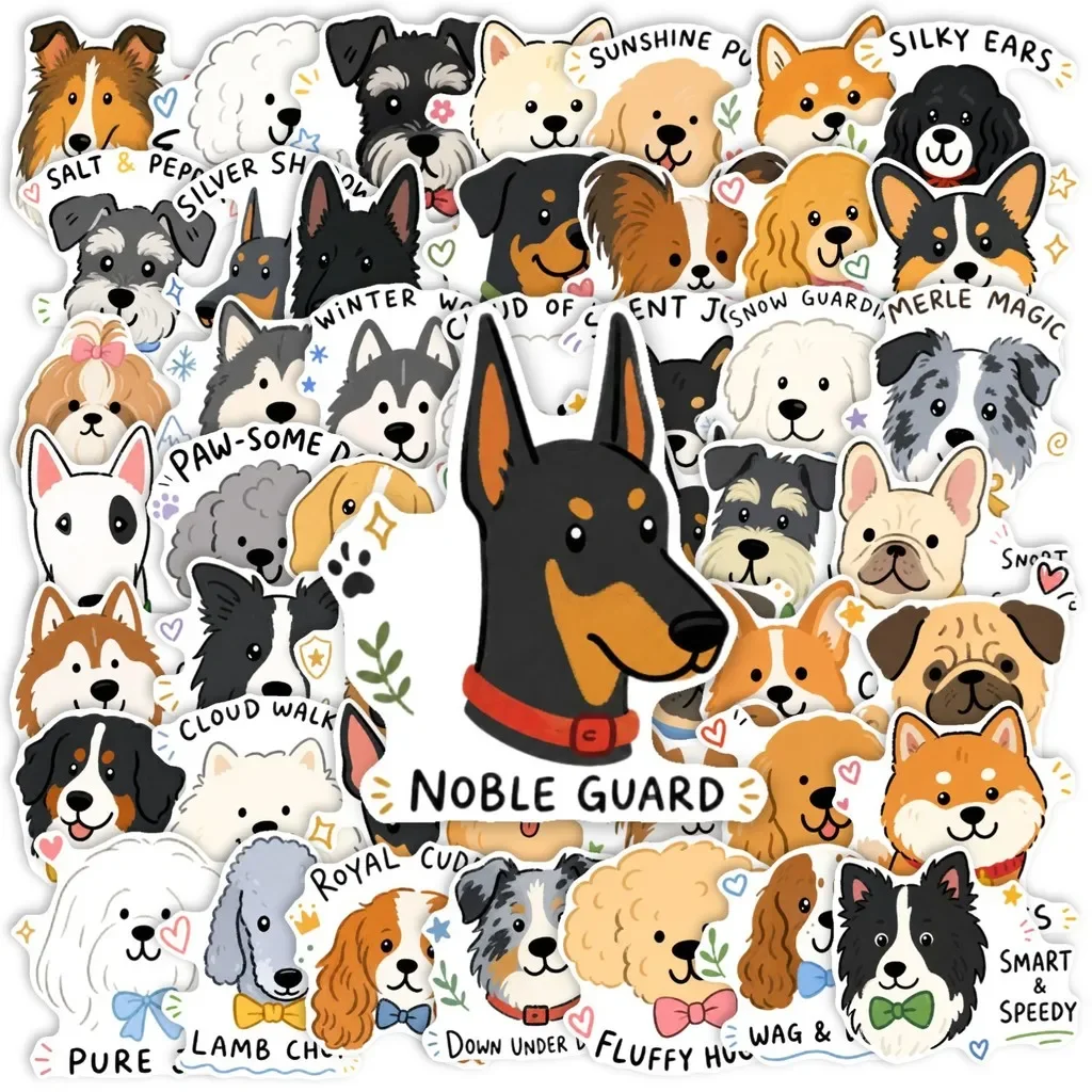 Adorable Canine Themed Sticker Pack 50PCS Waterproof Hand‑Illustrated Puppy Sticker for DIY Scrapbooking RecordingYourLife Store