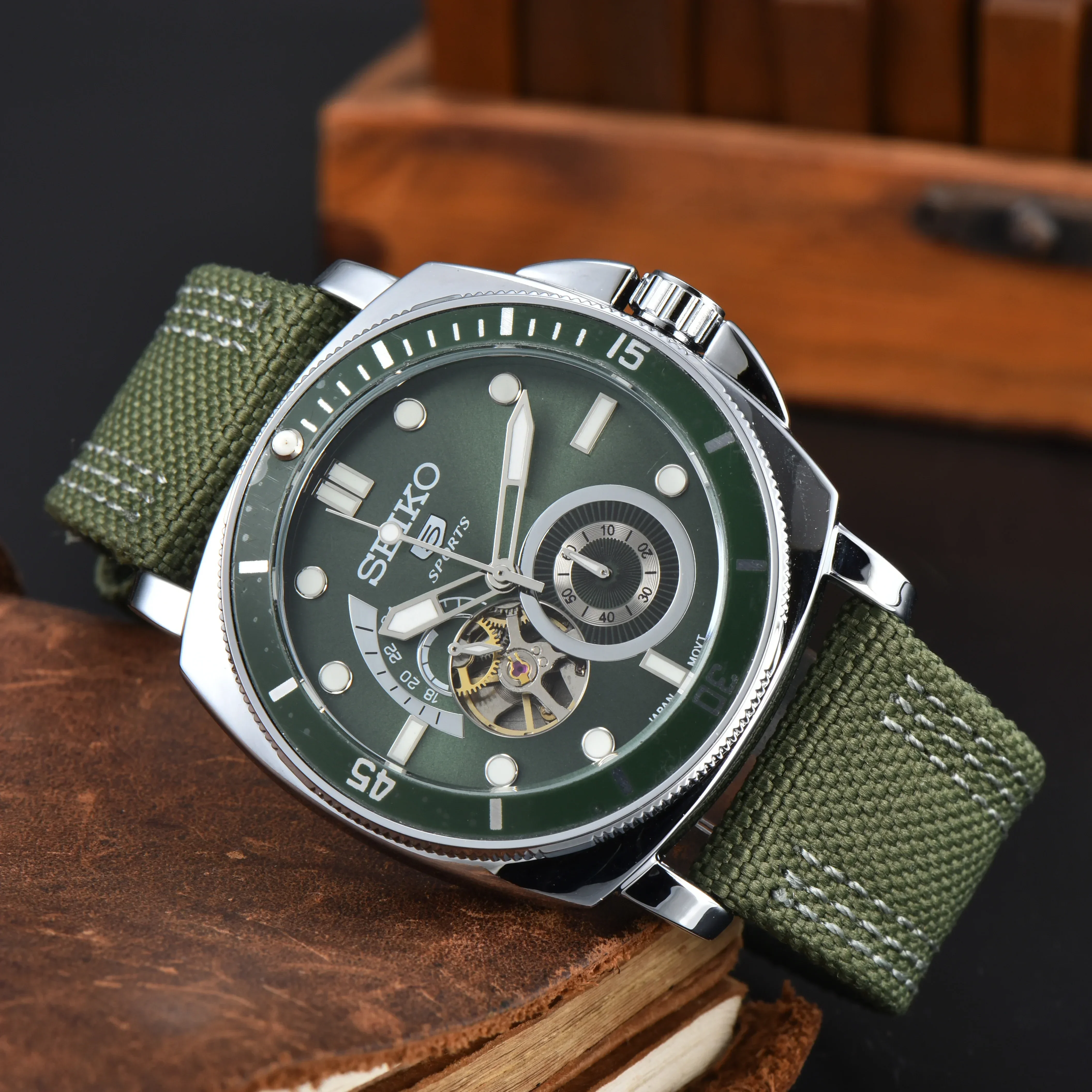 Mechanical Automatic AAA+ Watches for Men SEIKO Sport Design Multifunction Leather Strap Male Clocks Daily Waterproof