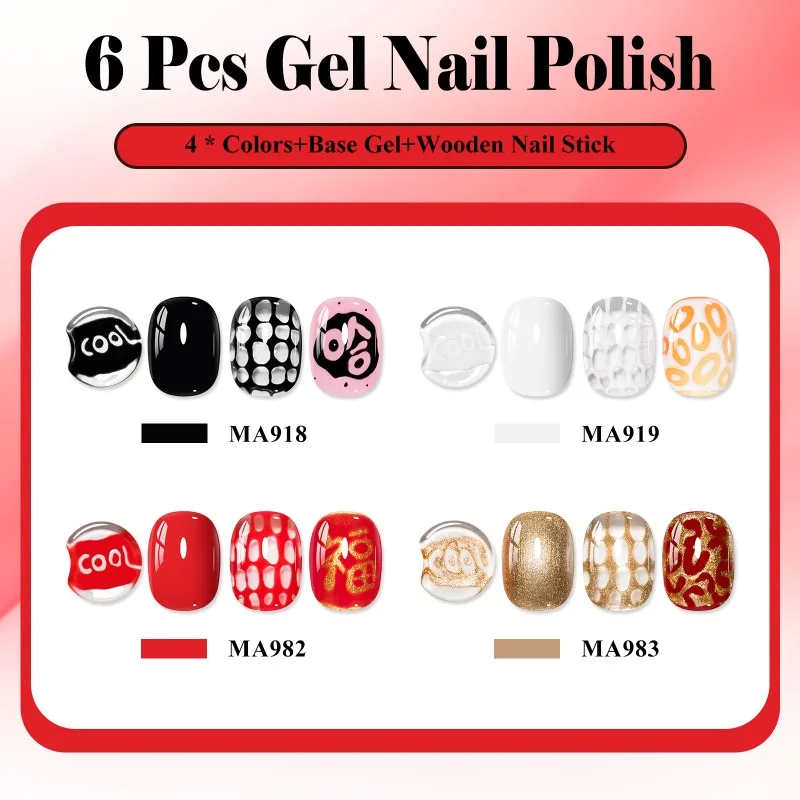 6個/セット ポーキングネイルジェルポリッシュ ポークネイルアートグルー 新スタイル 3Dテクスチャ ホール ホロー ペイント UVジェル バーニッシュ DIYネイル用品