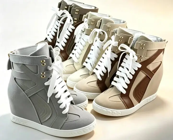 Black White Snake Print Wedge High Top Sneakers Women Genuine Leather Lace Up Hidden Wedge Ankle Boots Platform Casual Shoes