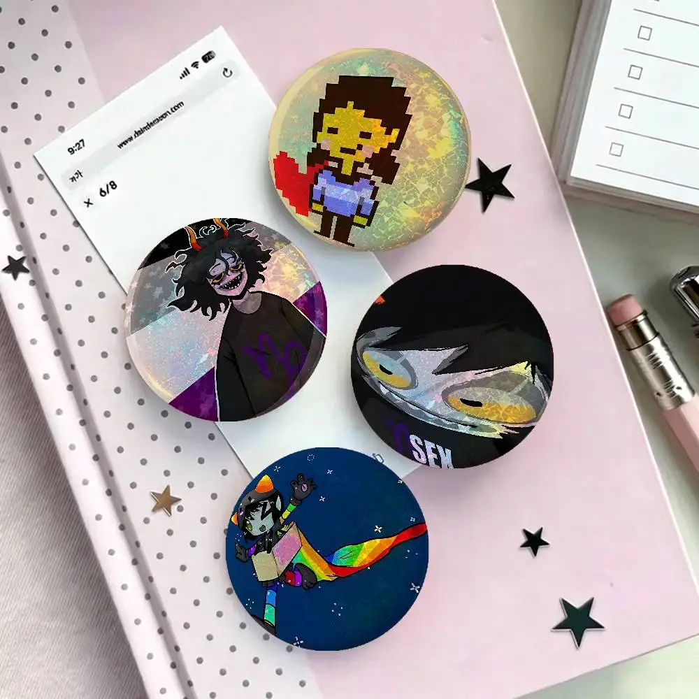 Character Brooches Gamzee Makara Anime Game Laser Double Flash Tinplate Badge Cartoon Character Pin Brooch Fan Collectible Cospl