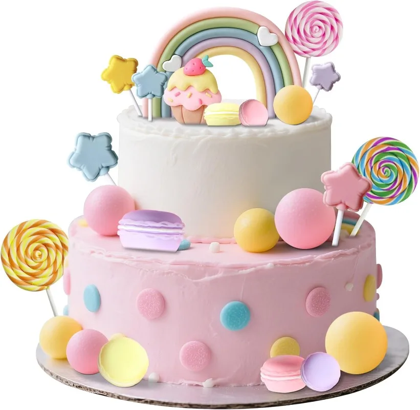 25pcs Candyland Cake Toppers Girls Birthday Party Decoration Lollipop Cake Cupcake Sweet One Cake Topper - view 3